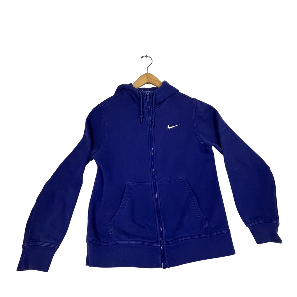 Nike Mens Full Zip Hoodie Royal Blue Fleece Lined Sweatshirt Medium